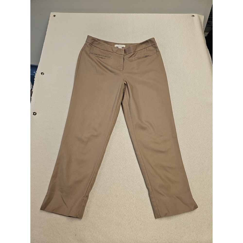 Chicos So Slimming Juliet Ankle Pants Tan Khaki Stretch Straight Leg Size 1 M